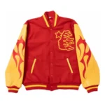 Red and Yellow Hellstar Records Werewolf Letterman Jacket